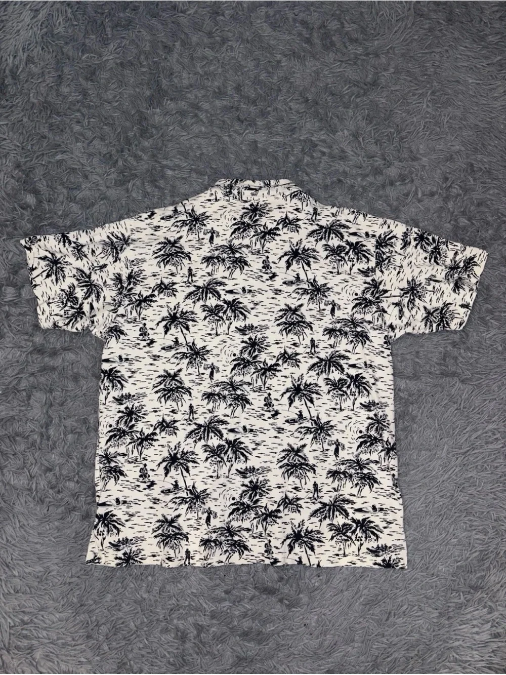 Vintage Polo Ralph Lauren Men Hawaiian Camp Shirt XL Navy Blue Cotton Resortwear